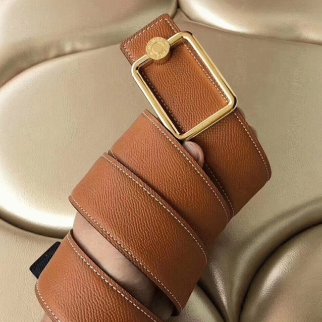 Brown fake designer H**me5 Oscar buckle belt