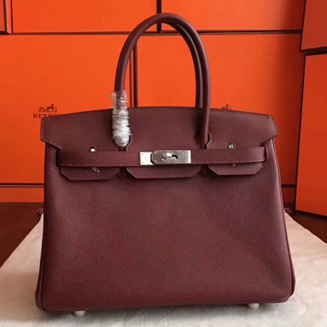 Bordeaux Knockoff Designer H**me5 Birkin 30cm Bag