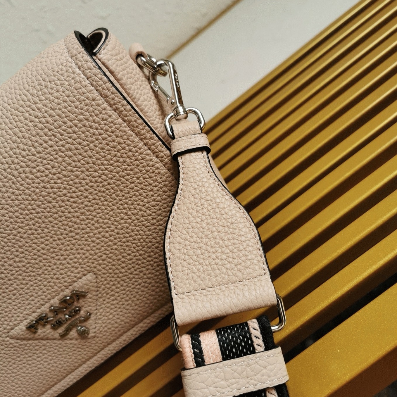 Pra*a Flap Shoulder Bag Replica in Light Pink