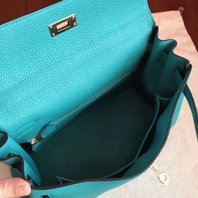 Blue Paon Clemence Fake H**me5 Kelly Retourne 32cm Handbag