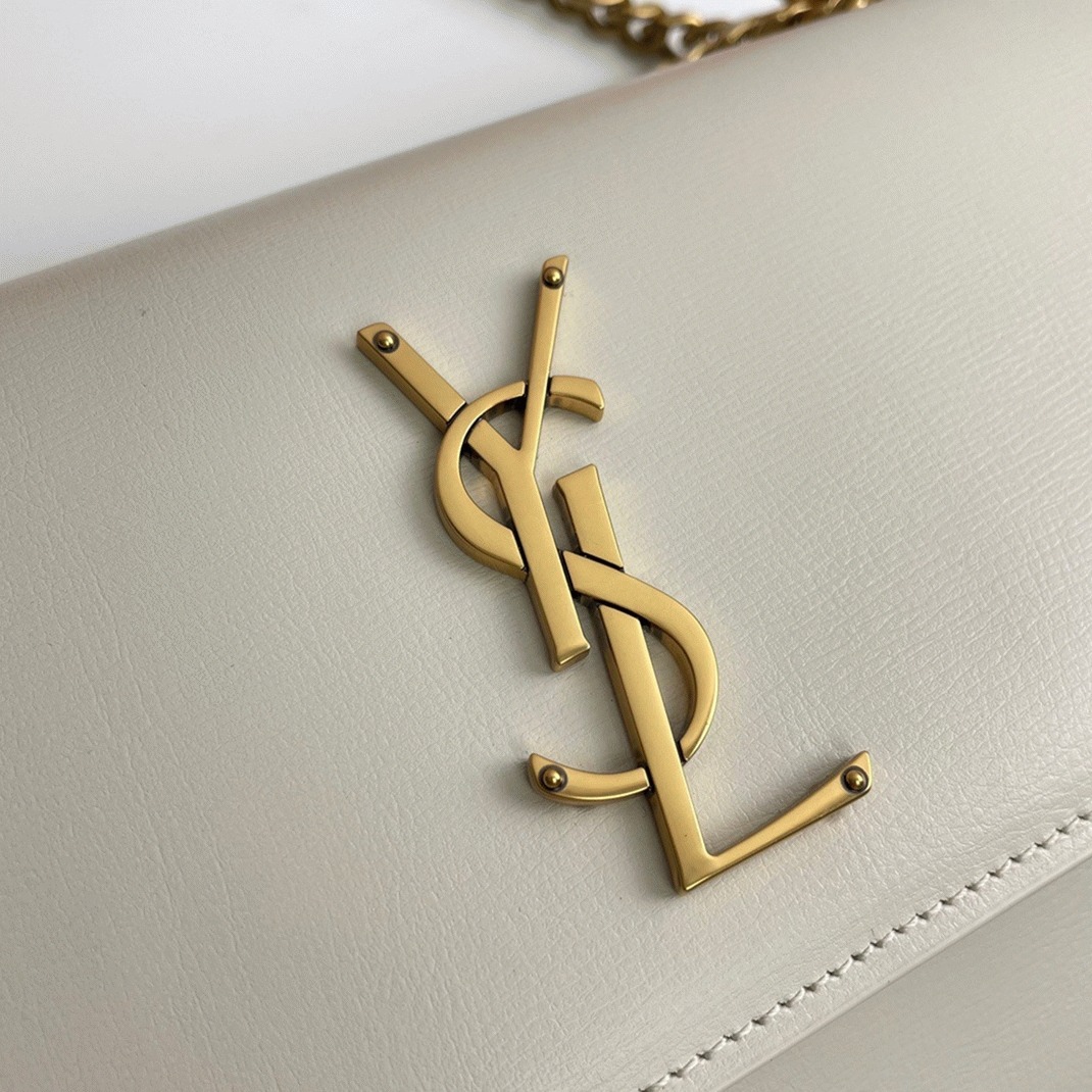 Knockoff Sa1nt Lau*nt Sunset Medium Chain Bag White Calfskin