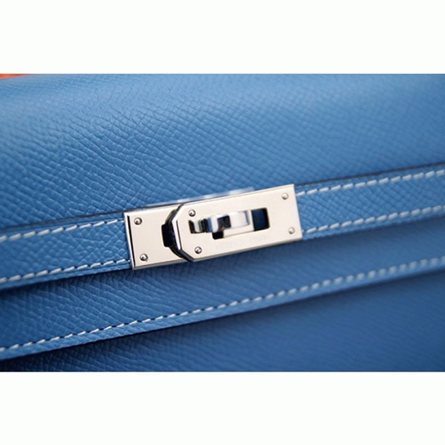 Jean blue knockoff H**me5 Kelly Longue wallet