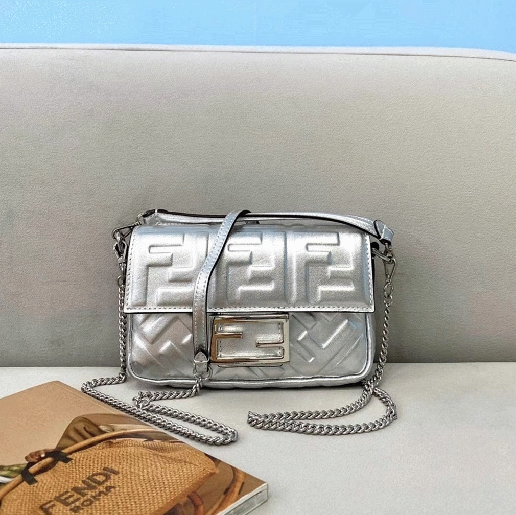 Top Quality Replica F**di Small Baguette Bag In Silver FF