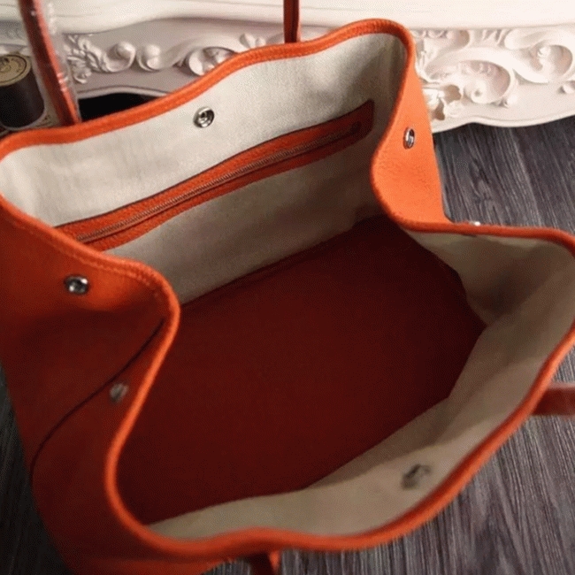 Orange Fake Luxury H**me5 Garden Party 30cm Canvas Tote
