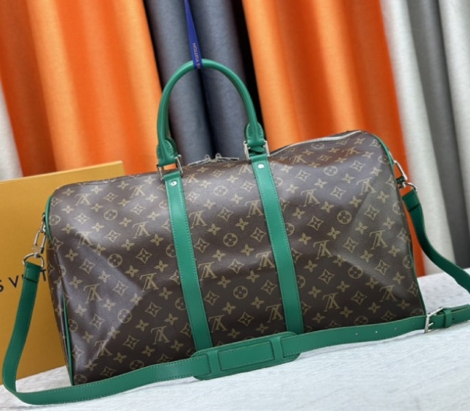 L0vis Vvtt0n Monogram Macassar Canvas Keepall Bandouliere 50 In Borneo Green