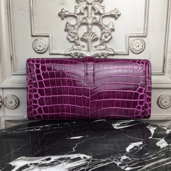 Fuchsia Crocodile Leather Knockoff H**me5 Jige Elan 29 Bold Clutch