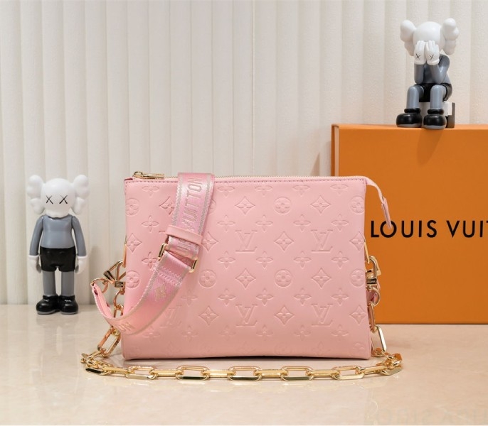 L0vis Vvtt0n Coussin PM Bag In Light Pink With Jacquard Strap