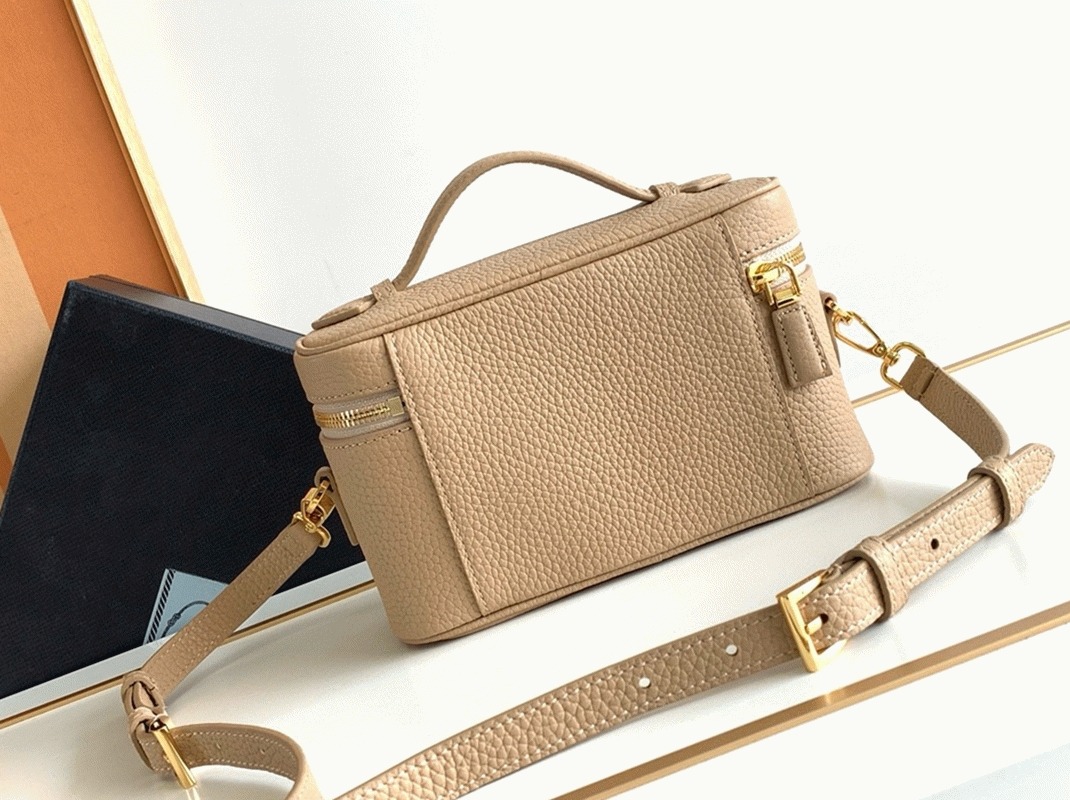 Pra*a Mini Vanity Bag Fake in Sand Beige