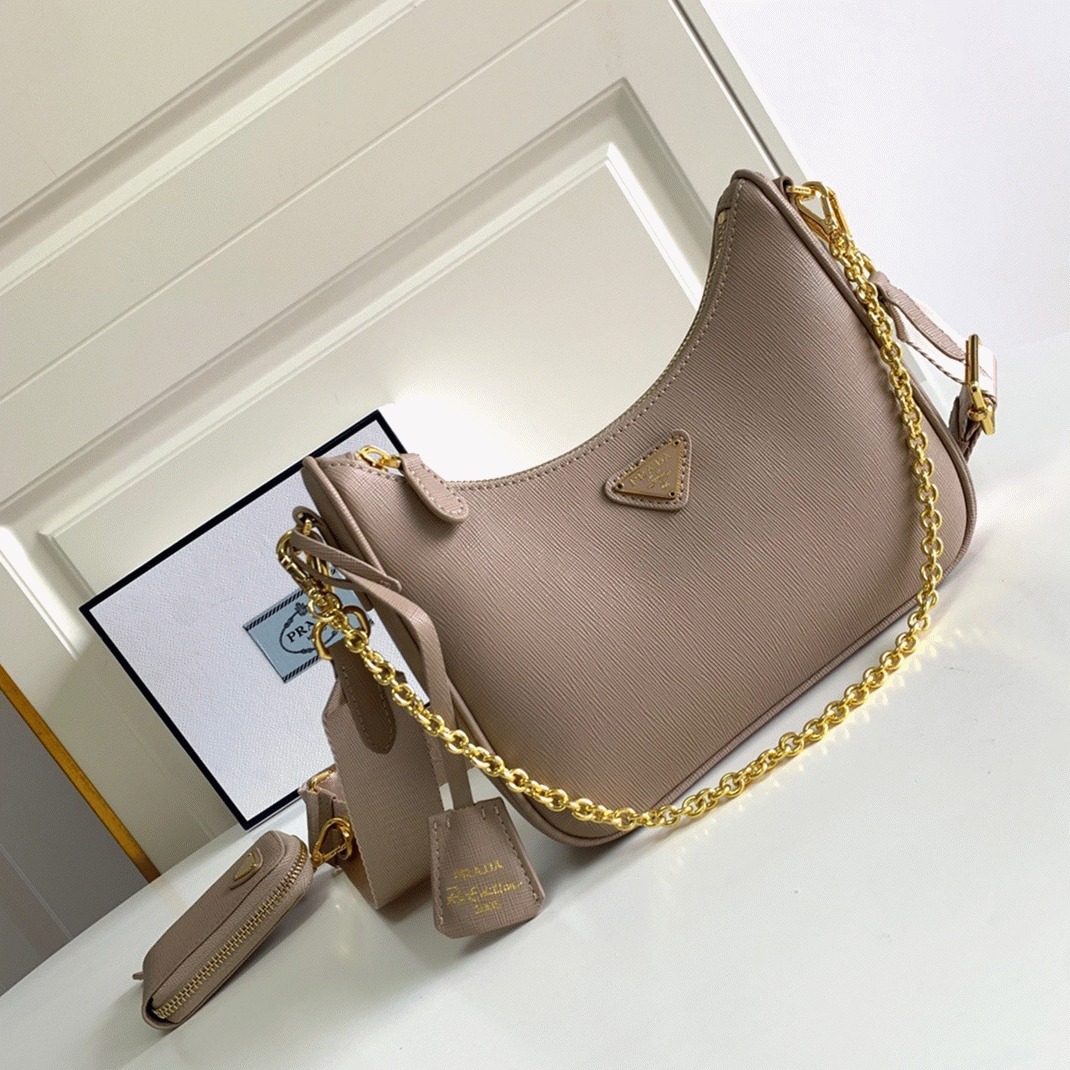 Pra*a Re-Edition 2005 Shoulder Bag Fake in Taupe