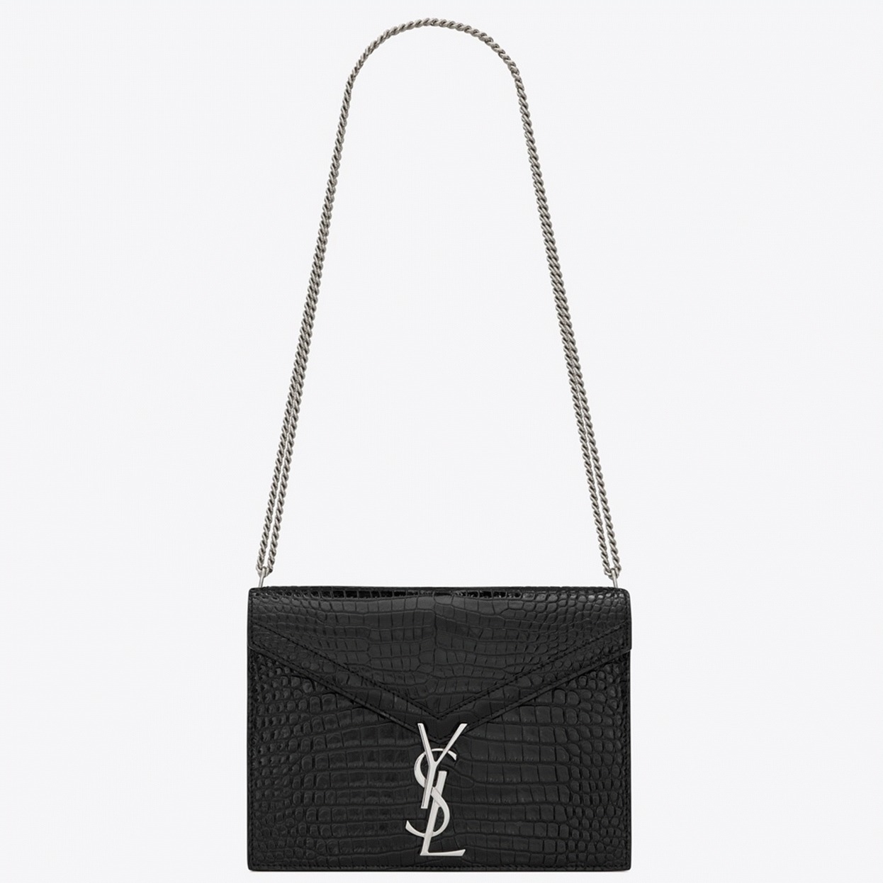 Fake Sa1nt Lau*nt Cassandra Medium Bag Black Crocodile