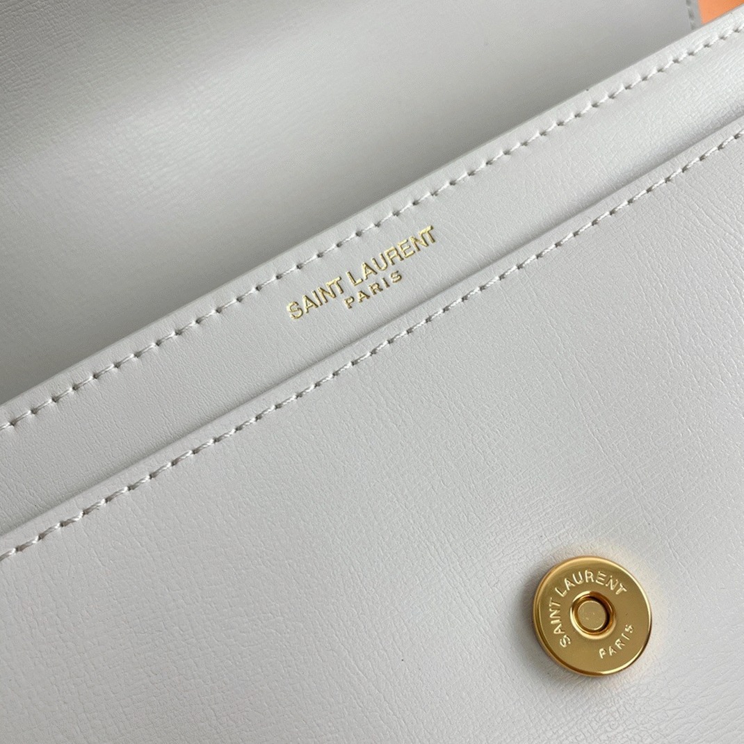 Knockoff Sa1nt Lau*nt Sunset Medium Chain Bag White Calfskin