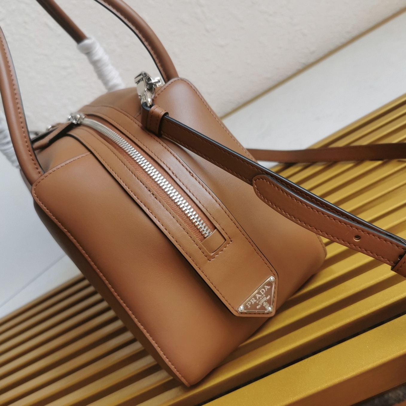 Pra*a S*pernova Medium Top Handle Bag Replica in Brown
