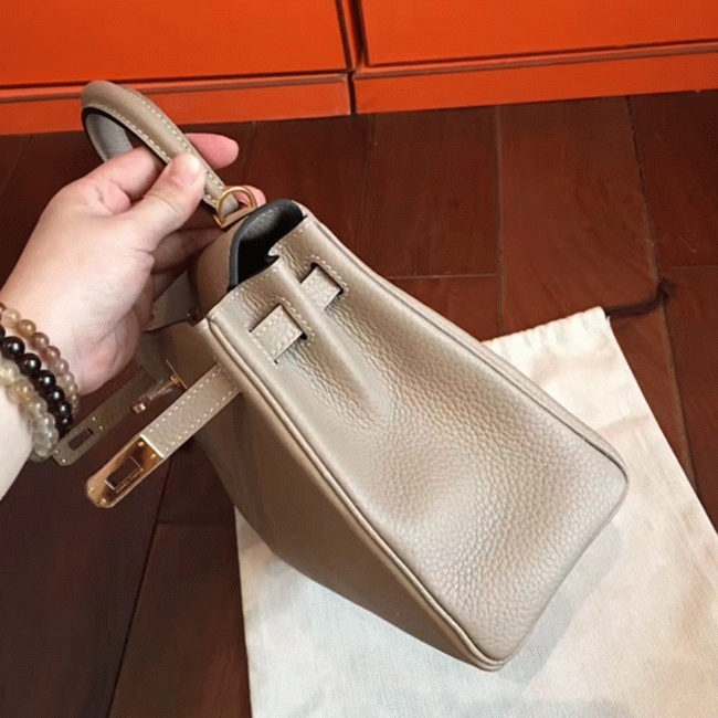 Grey Clemence Knockoff H**me5 Kelly 25cm Elegant Handbag