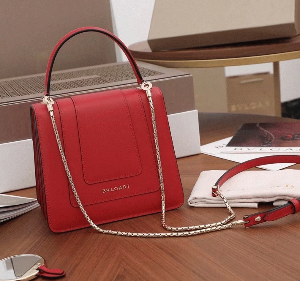 Fake Bv1g*ai Serpenti Forever Small Bag Red Calfskin
