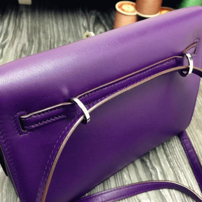 Purple Swift Leather Knockoff H**me5 Kelly Danse Stylish Bag