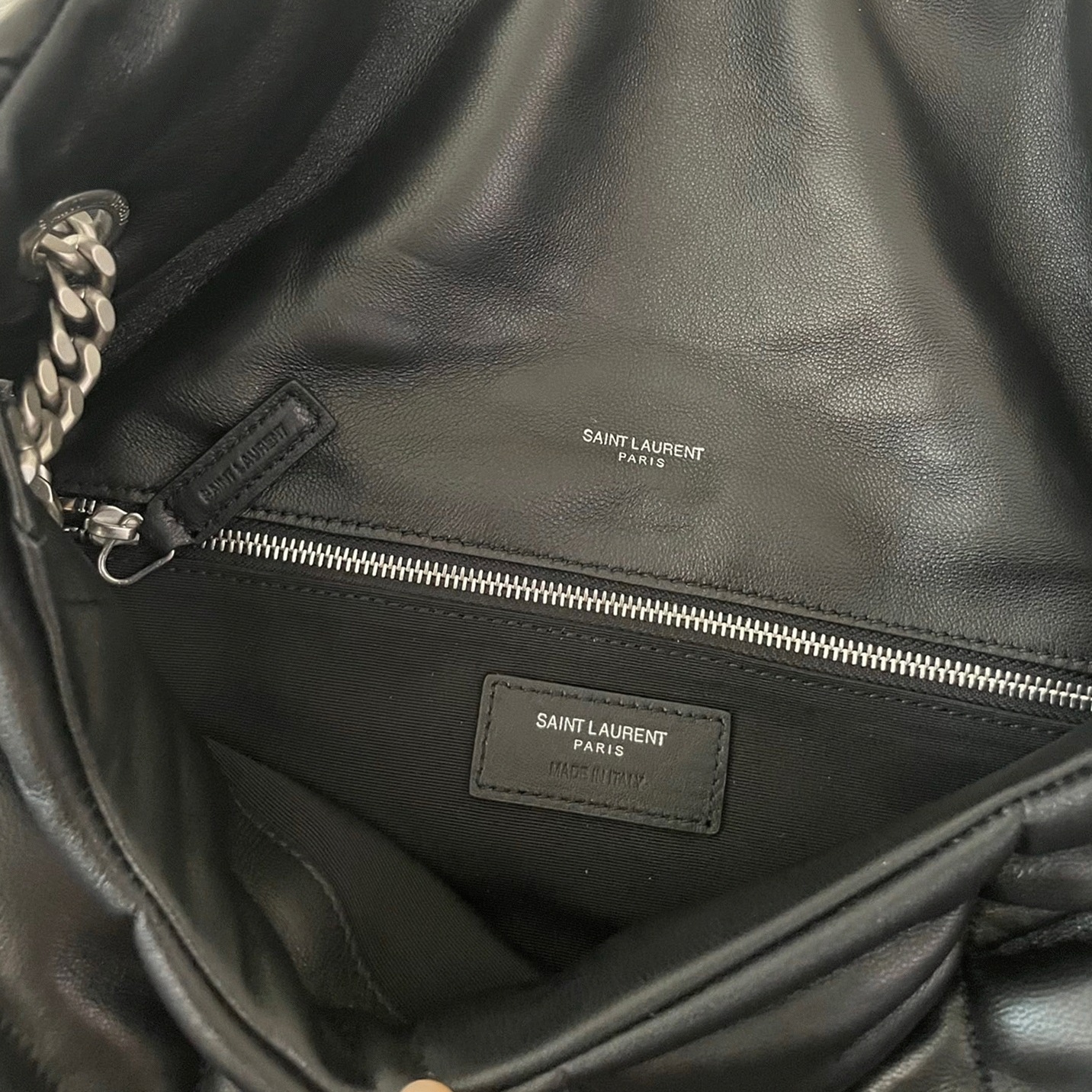 Sa1nt Lau*nt Puffer Medium Chain Bag Noir Lambskin
