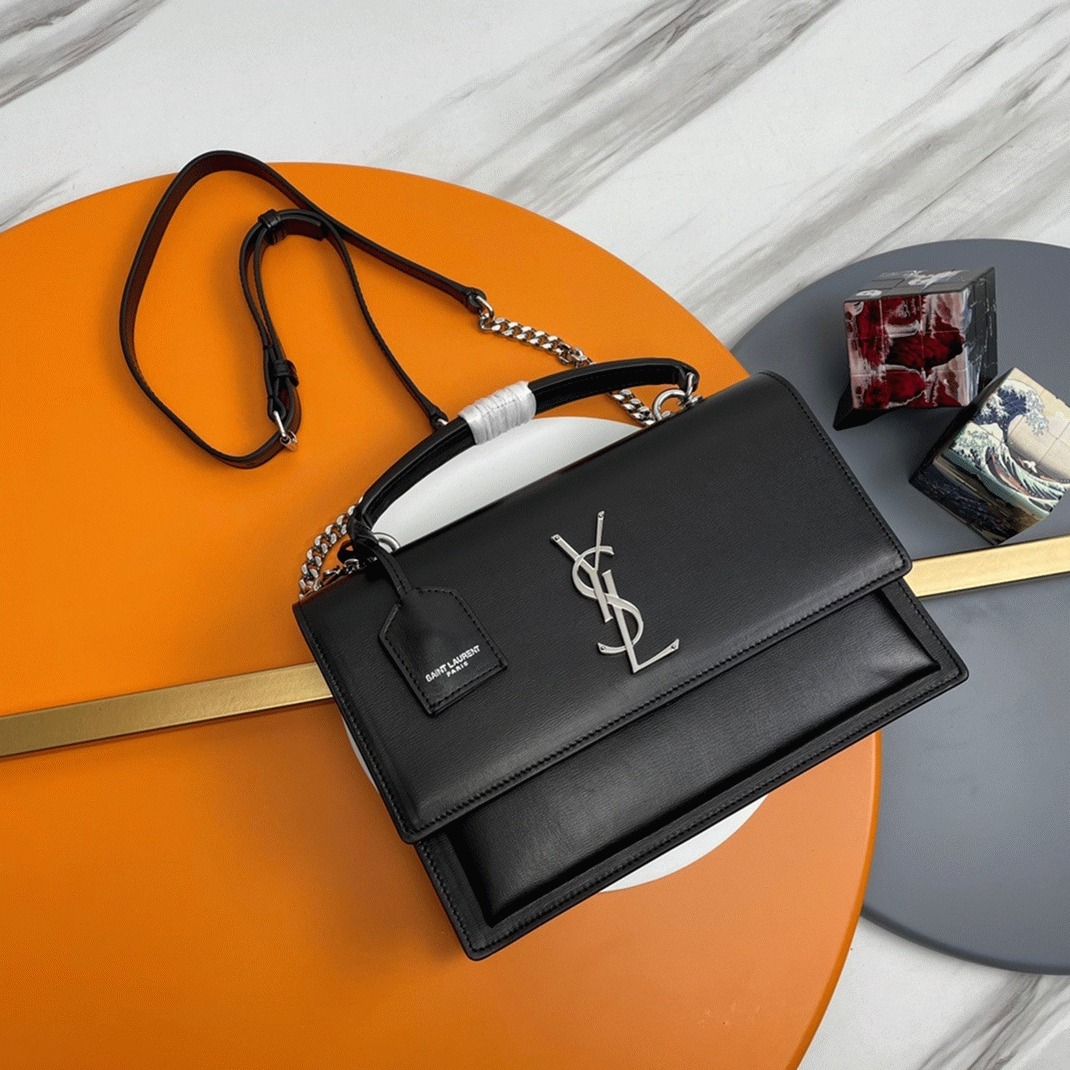 Knockoff Sa1nt Lau*nt Sunset Medium Top Handle Bag Noir Calfskin