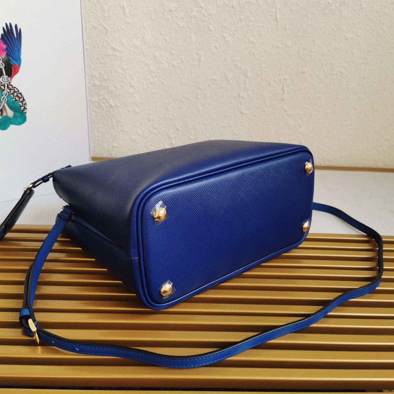 Blue Pra*a Large Panier Bag Fake