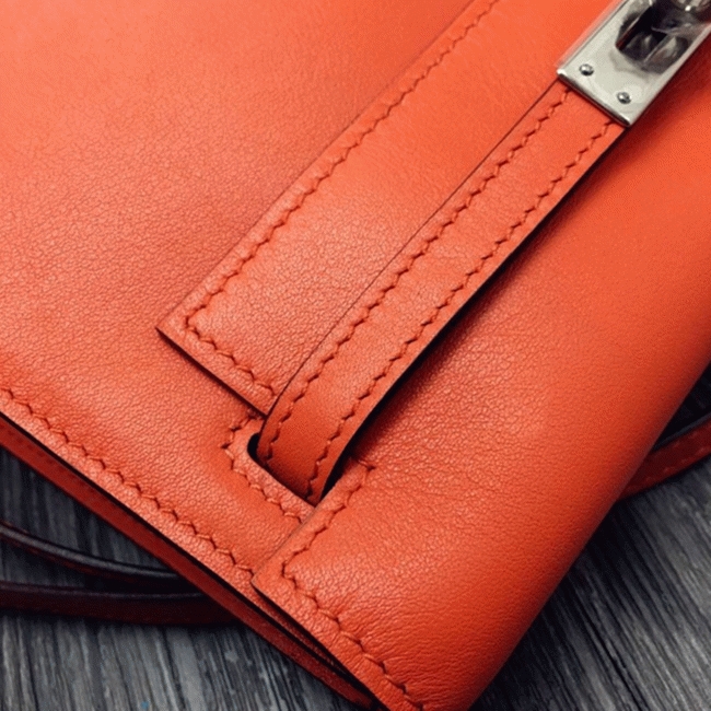 Orange Swift Leather Top Fake H**me5 Kelly Danse Fun Crossbody