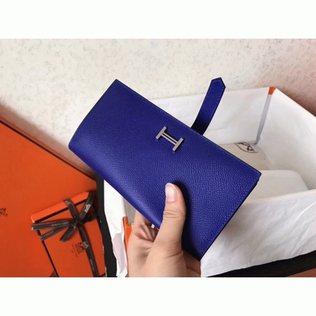 Blue Electric Epsom Fake H**me5 Bearn Wallet