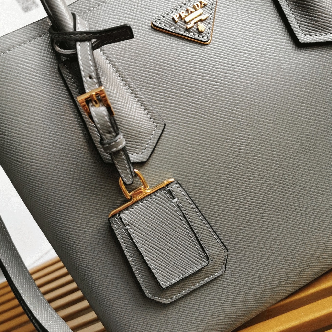 Grey Pra*a Double Medium Tote Bag Replica
