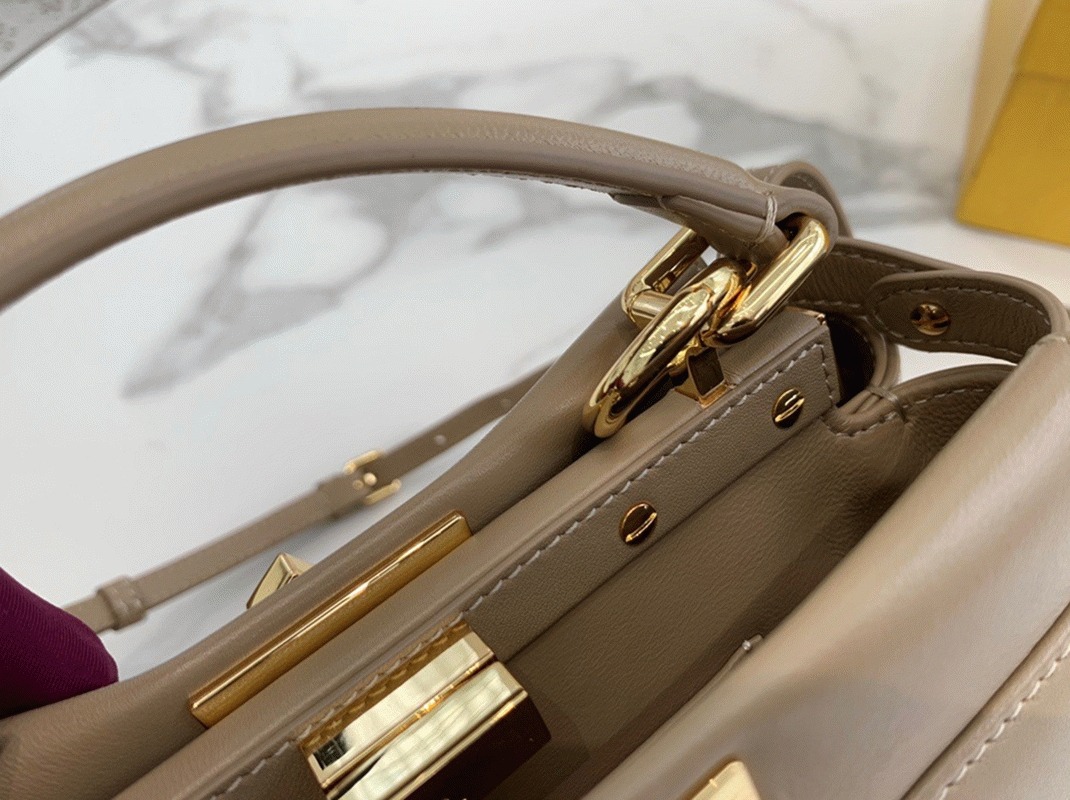 Top Quality Fake F**di Peekaboo Mini Bag In Dove Grey Nappa Leather