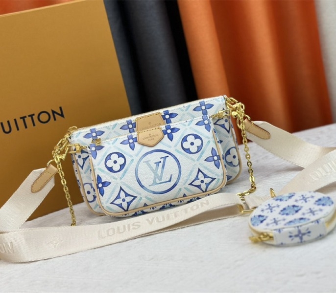 L0vis Vvtt0n LV By The Pool Monogram Tiles Canvas Multi Pochette Accessoires In Lagoon Blue