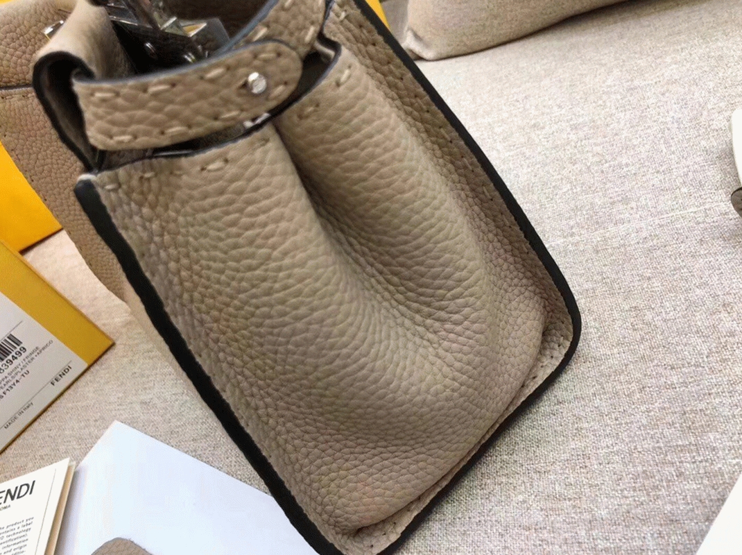 Top Quality Knockoff F**di Peekaboo Mini Selleria Grey Bag with Python Leather Handle