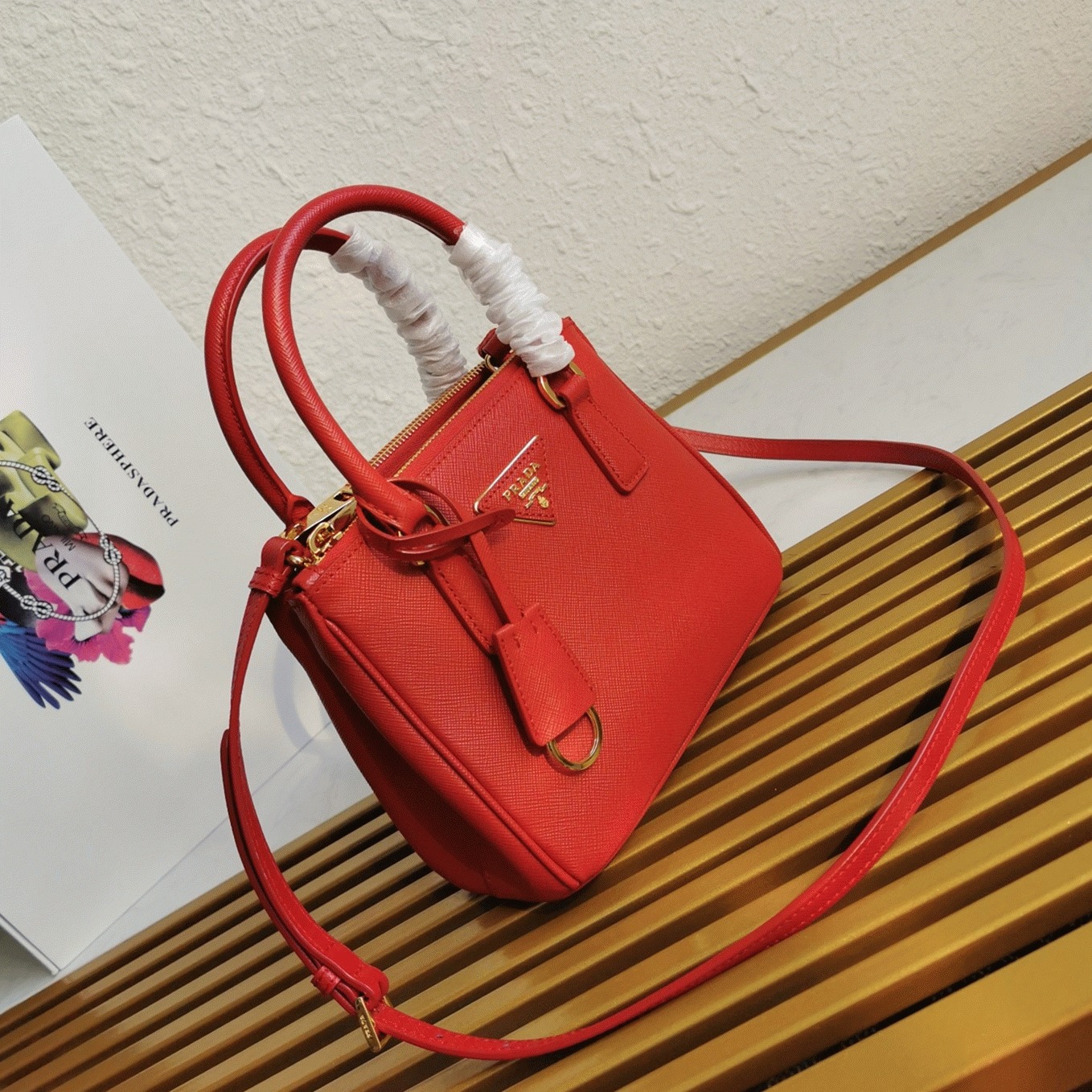Red Pra*a Mini Galleria Bag Replica