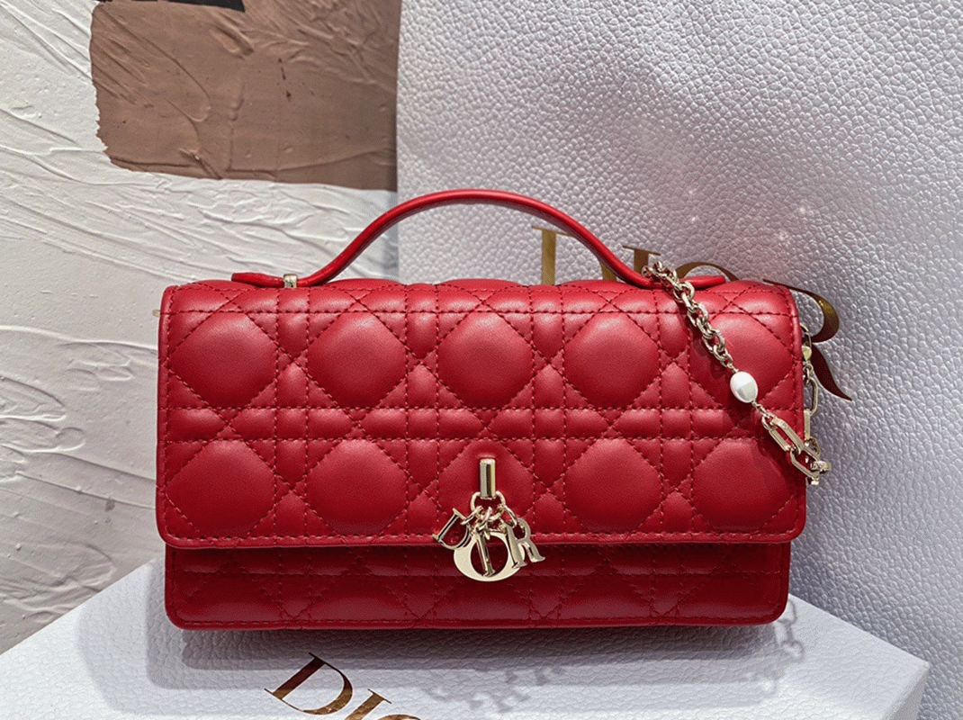 D10r Miss D10r Mini Bag Knockoff in Red Cannage Lambskin