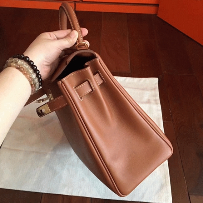 Brown Swift Fake H**me5 Kelly Retourne 32cm Soft Leather Handbag