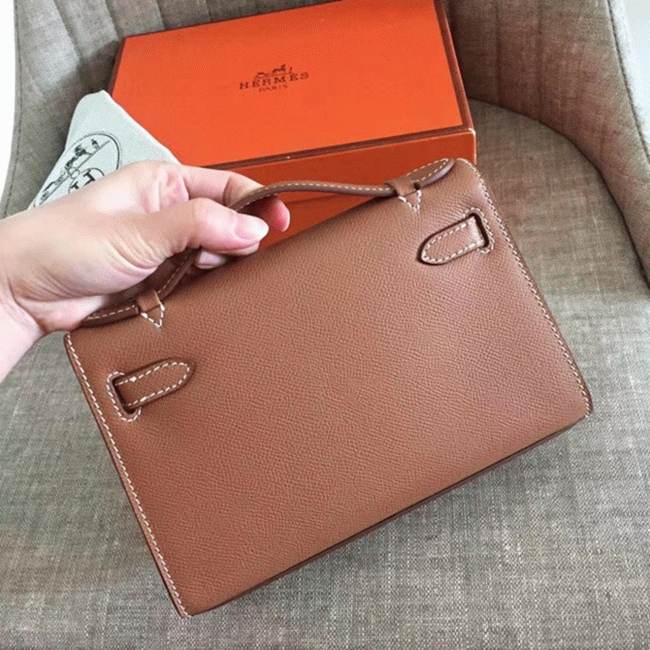 H**me5 Gold Epsom High Quality Replica Kelly Pochette Elegant Clutch
