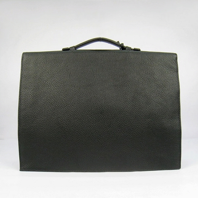 Black Calf Leather Replica H**me5 Sac A Depeches 38cm Briefcase