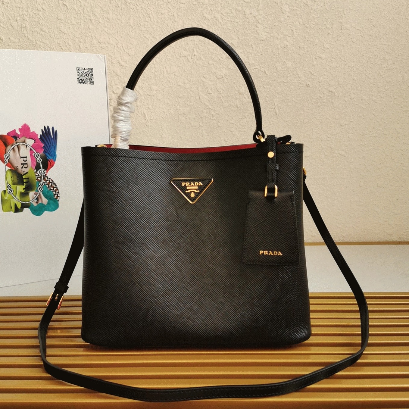 Black Pra*a Large Panier Bag Knockoff