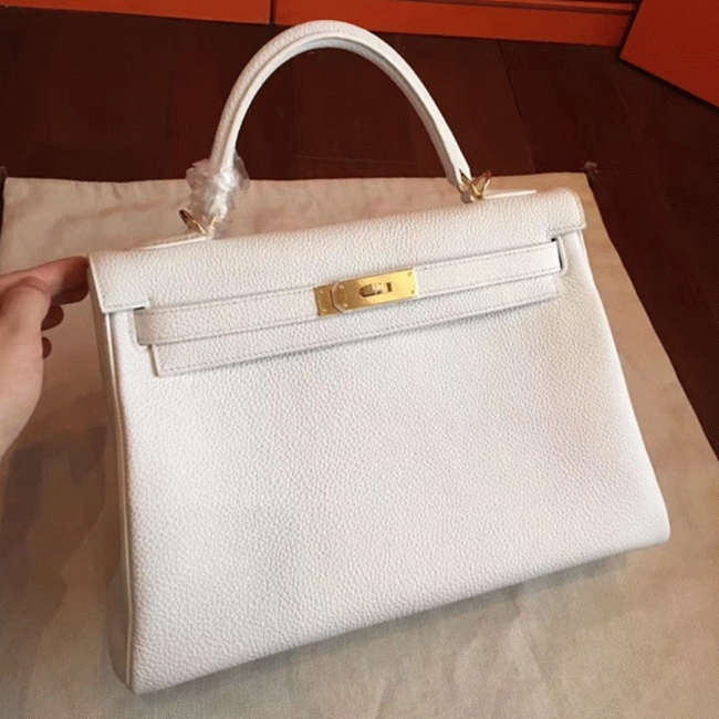 White Clemence Replica Designer Kelly Retourne 32cm H**me5 Handbag