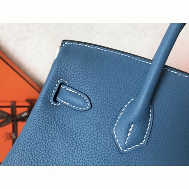 Luxury H**me5 Birkin 25cm Counterfeit in Blue Jean Color