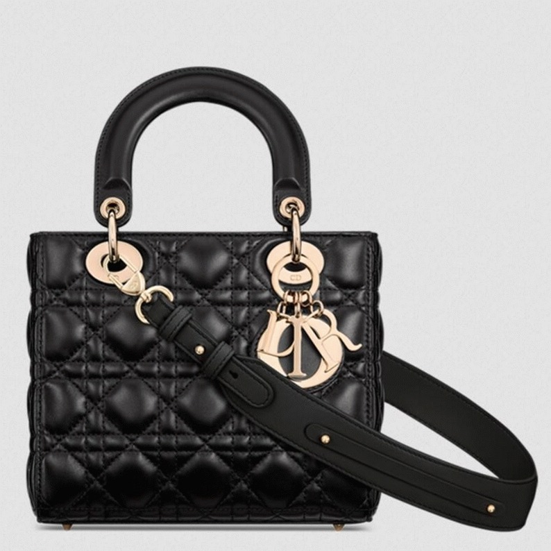 D10r Small Lady D10r My ABCD10r Bag Knockoff in Black Cannage Lambskin