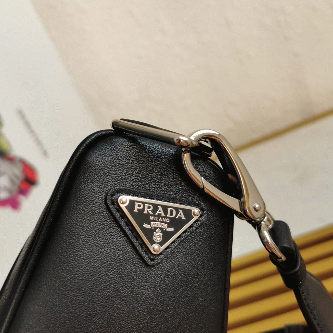Pra*a Triangle Shoulder Bag Knockoff in Black