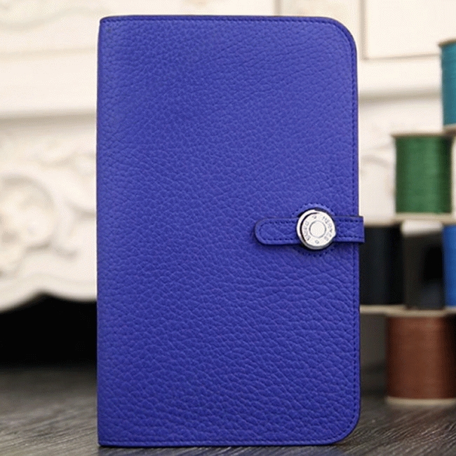 Electric blue designer replica H**me5 Dogon combine wallet