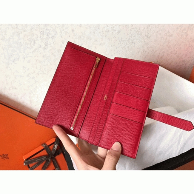 Red Epsom Fake H**me5 Bearn Wallet