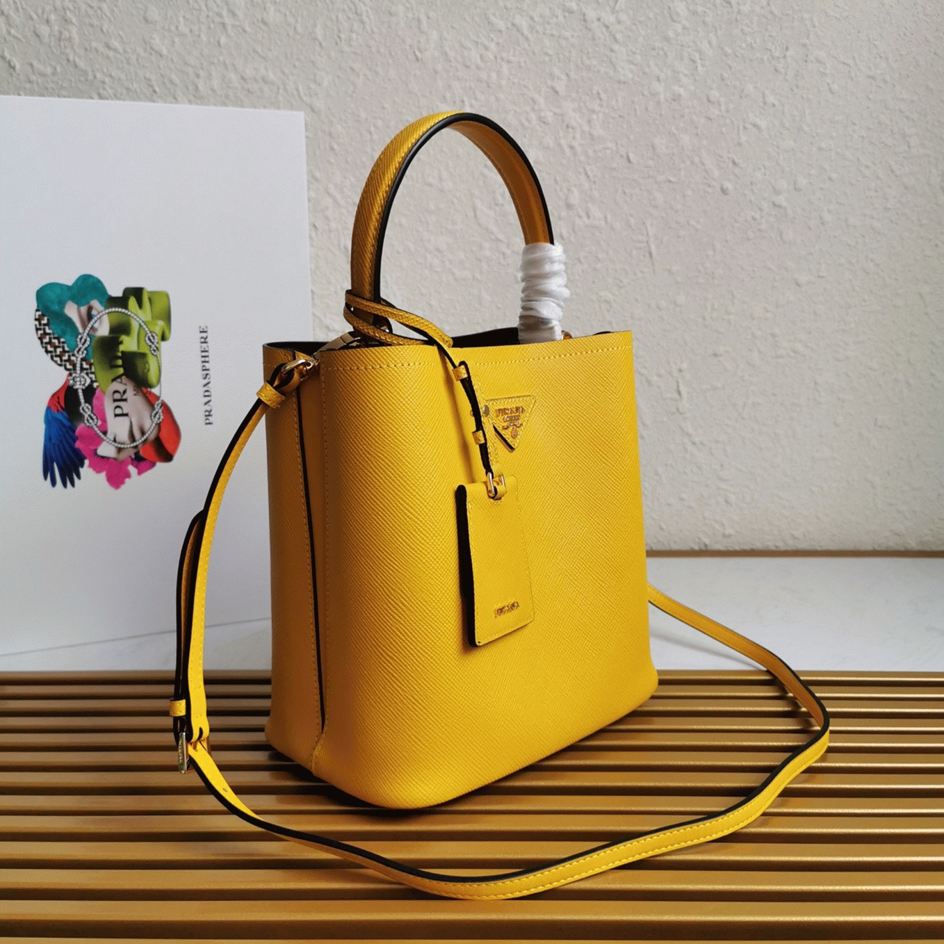 Yellow Pra*a Medium Panier Bag Fake