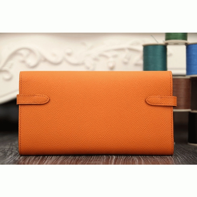 Orange cheap replica H**me5 Kelly Longue wallet
