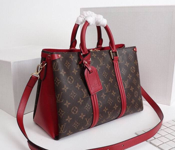 L0vis Vvtt0n Monogram Canvas Soufflot MM Bag In Cerise Red