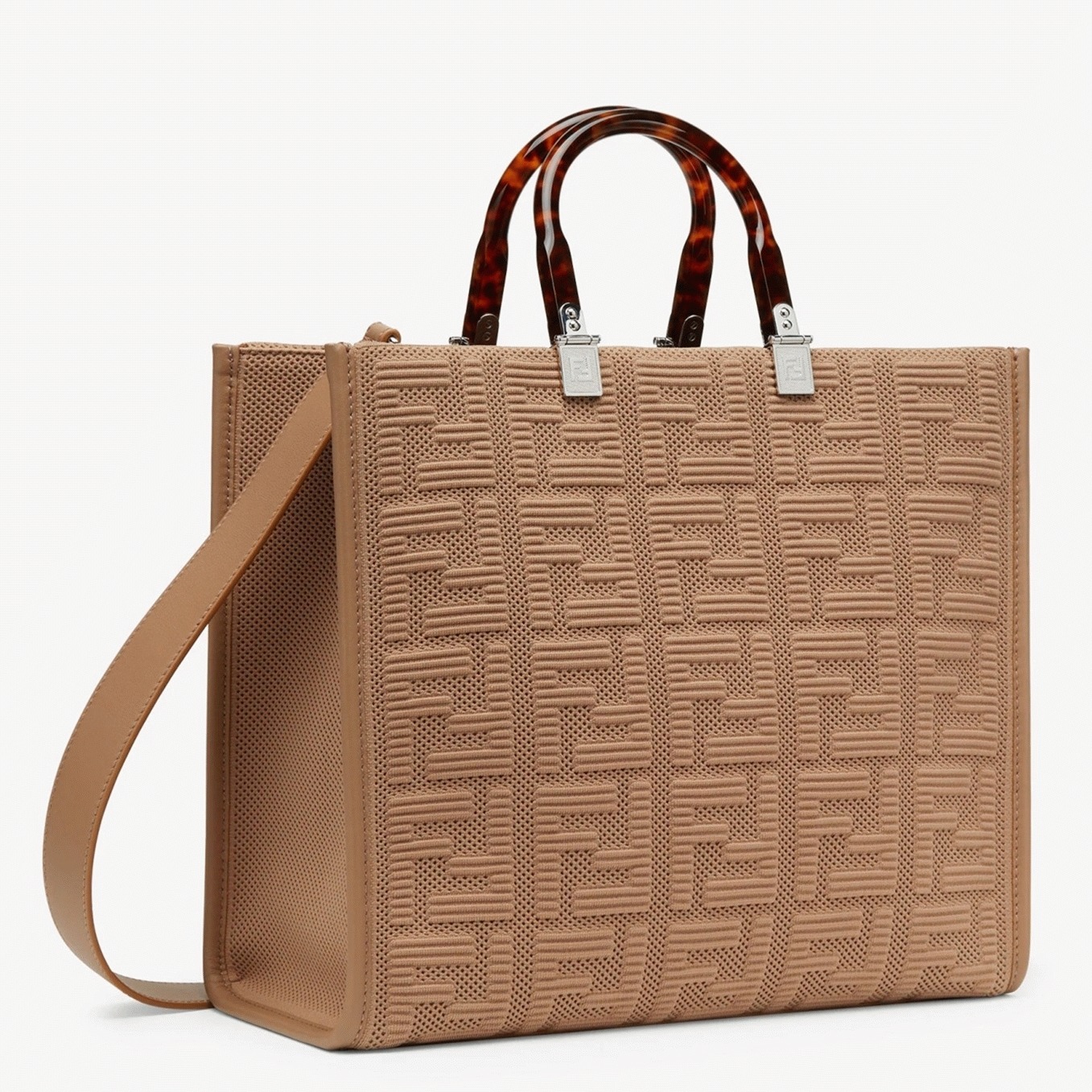 Top Quality Knockoff F**di Sunshine Medium Tote Bag In Beige FF Fabric