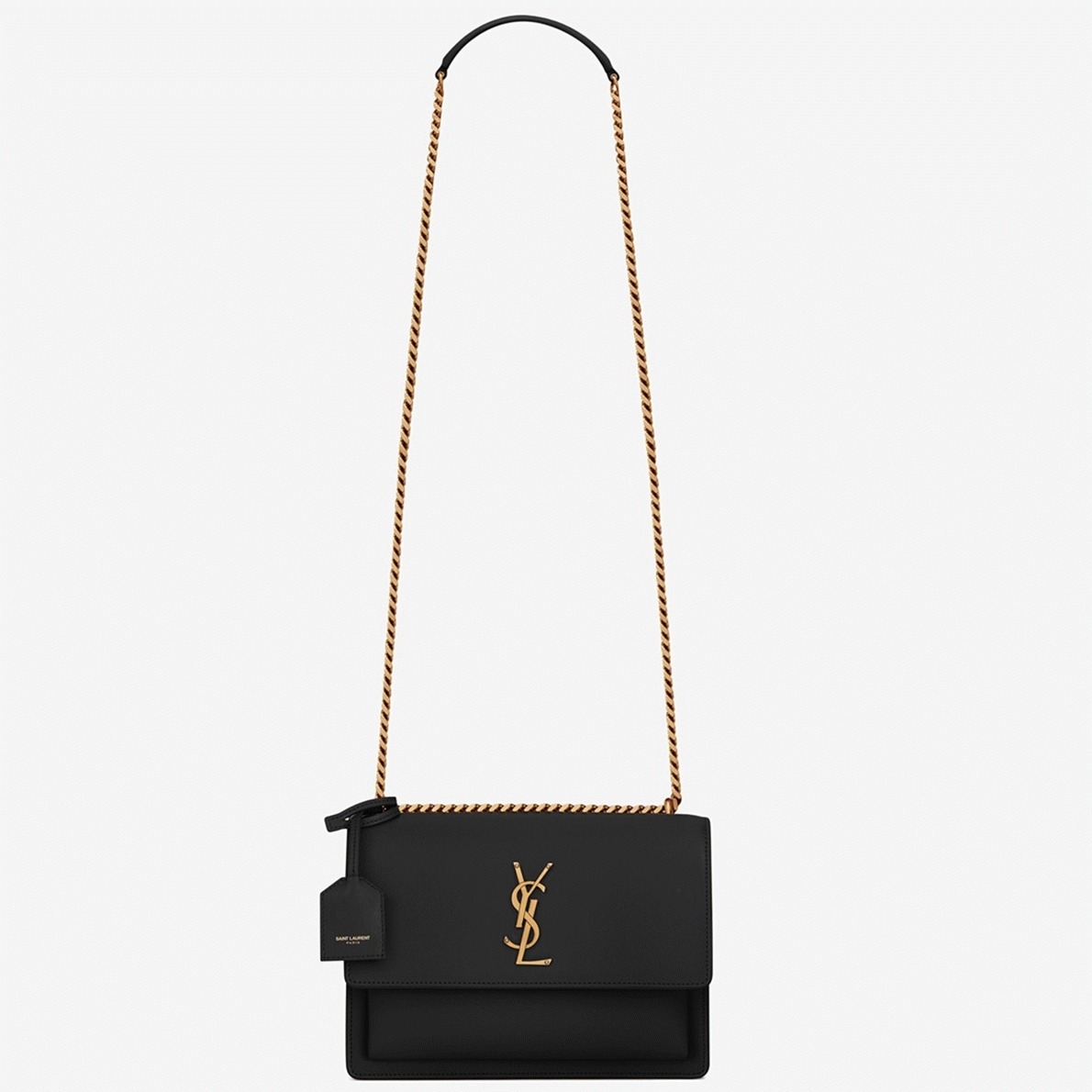 Knockoff Sa1nt Lau*nt Sunset Medium Chain Bag Black Calfskin