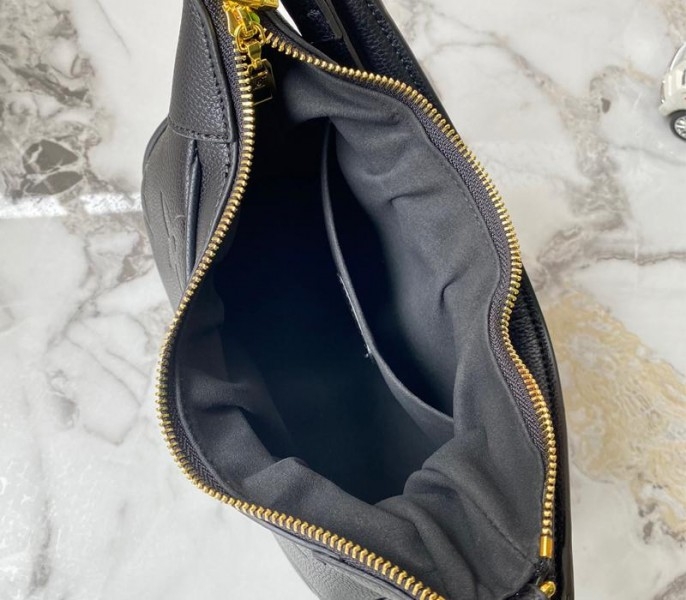 L0vis Vvtt0n Monogram Empreinte Leather Bagatelle Mini Hobo In Black