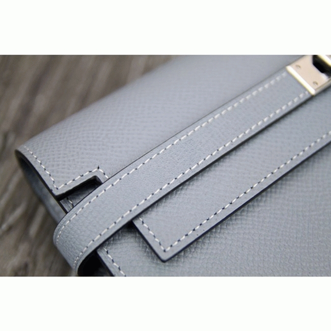 Blue lin knockoff H**me5 Kelly Longue wallet