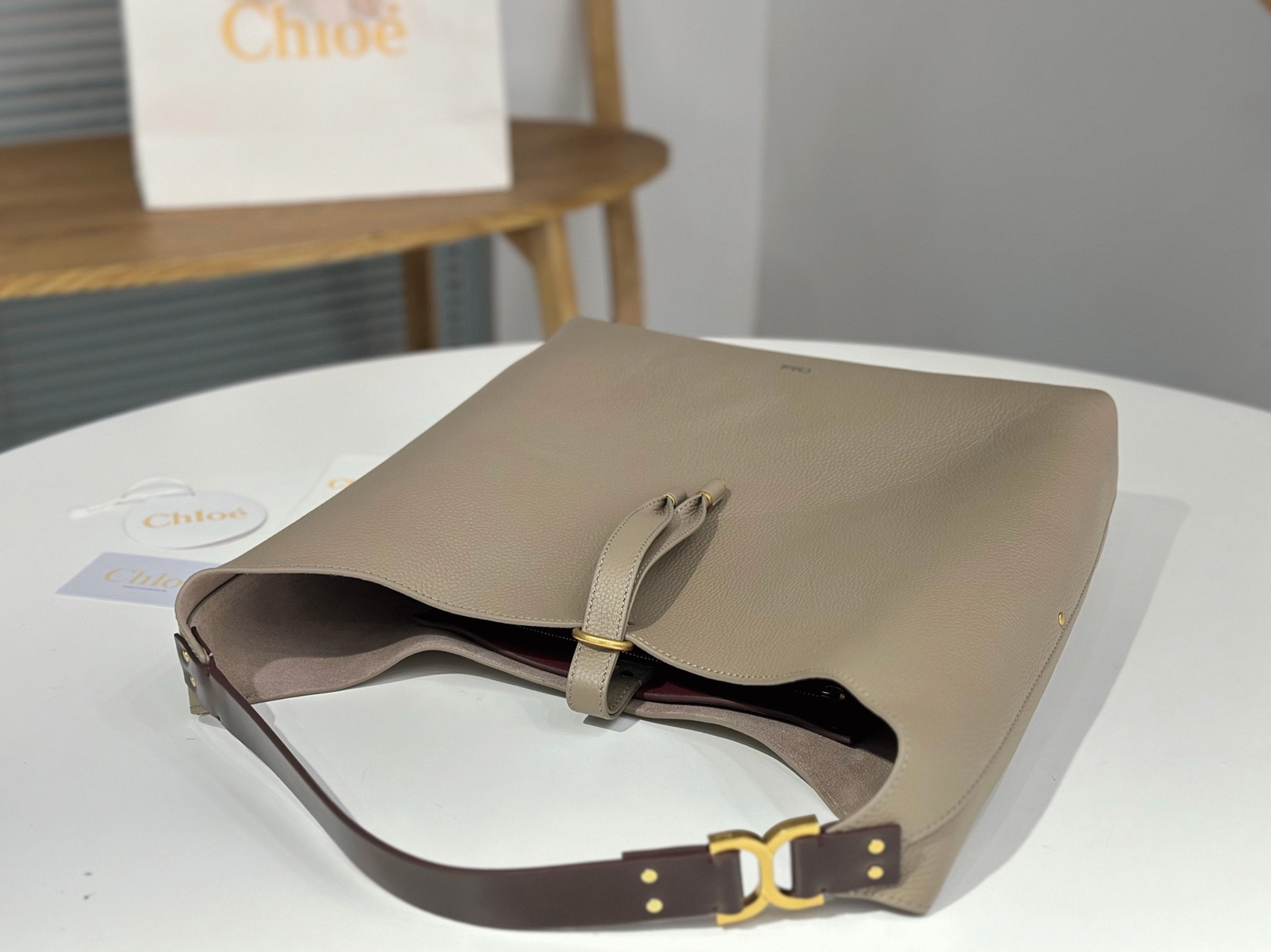 top quality fake Ch10e marcie hobo bag in grey grained leather