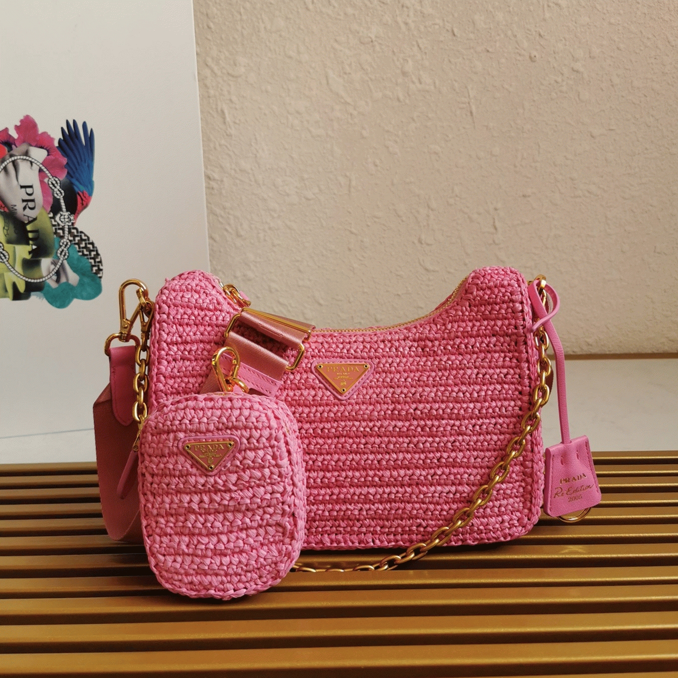 Pra*a Re-Edition Shoulder Bag Imitation in Pink