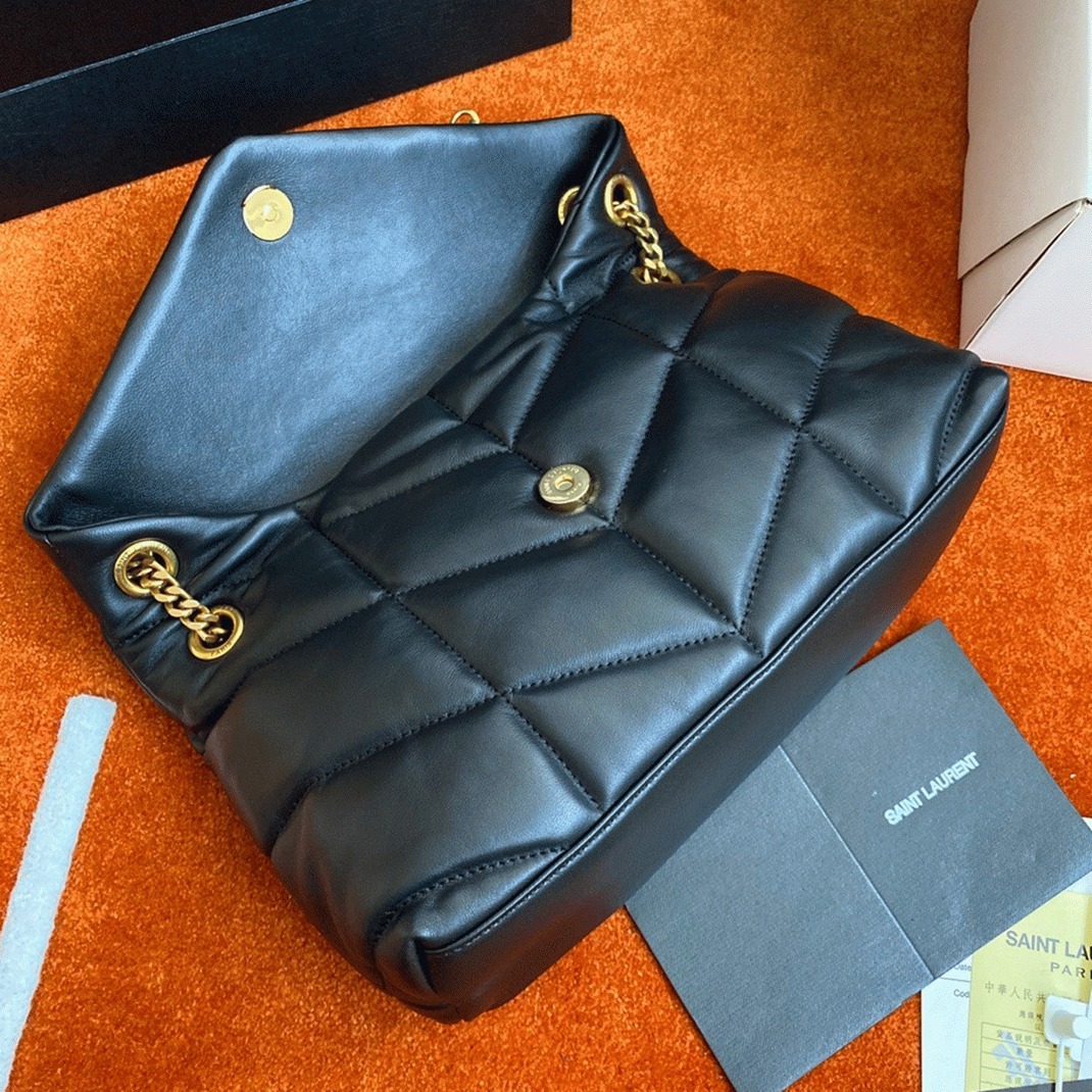 Replica Sa1nt Lau*nt Puffer Small Chain Bag Black Lambskin